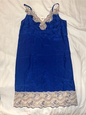 Express Royal Blue Dress with Ivory Embroidered Detail